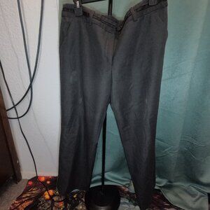 Cato Petite 14P Gray Trousers Dress Pants Ribbon Waistband Business Casual